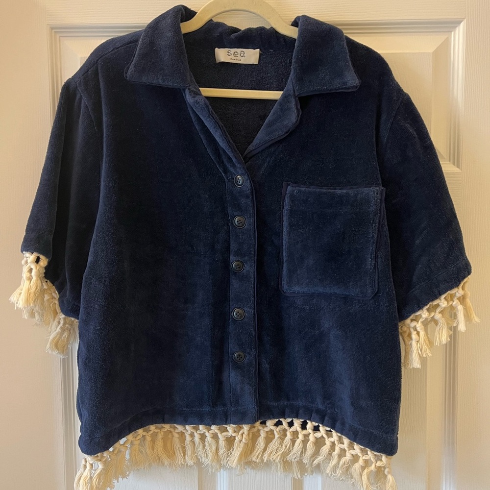 Sea NY Women’s Swim Coverup Top, Navy color, sample size S